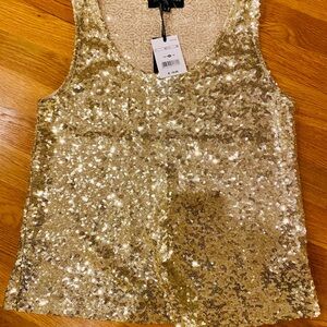Kendall & Kylie Gold Sequin Scoop Neck Tank Top